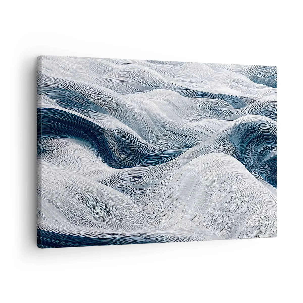 Bild auf Leinwand - Leinwandbild - Wellenlinien in Blau- und Weißtönen - 70x50cm - Weiße und blaue Wellen - Moderne Wanddekoration für Wohnzimmer und Schlafzimmer ARTTOR