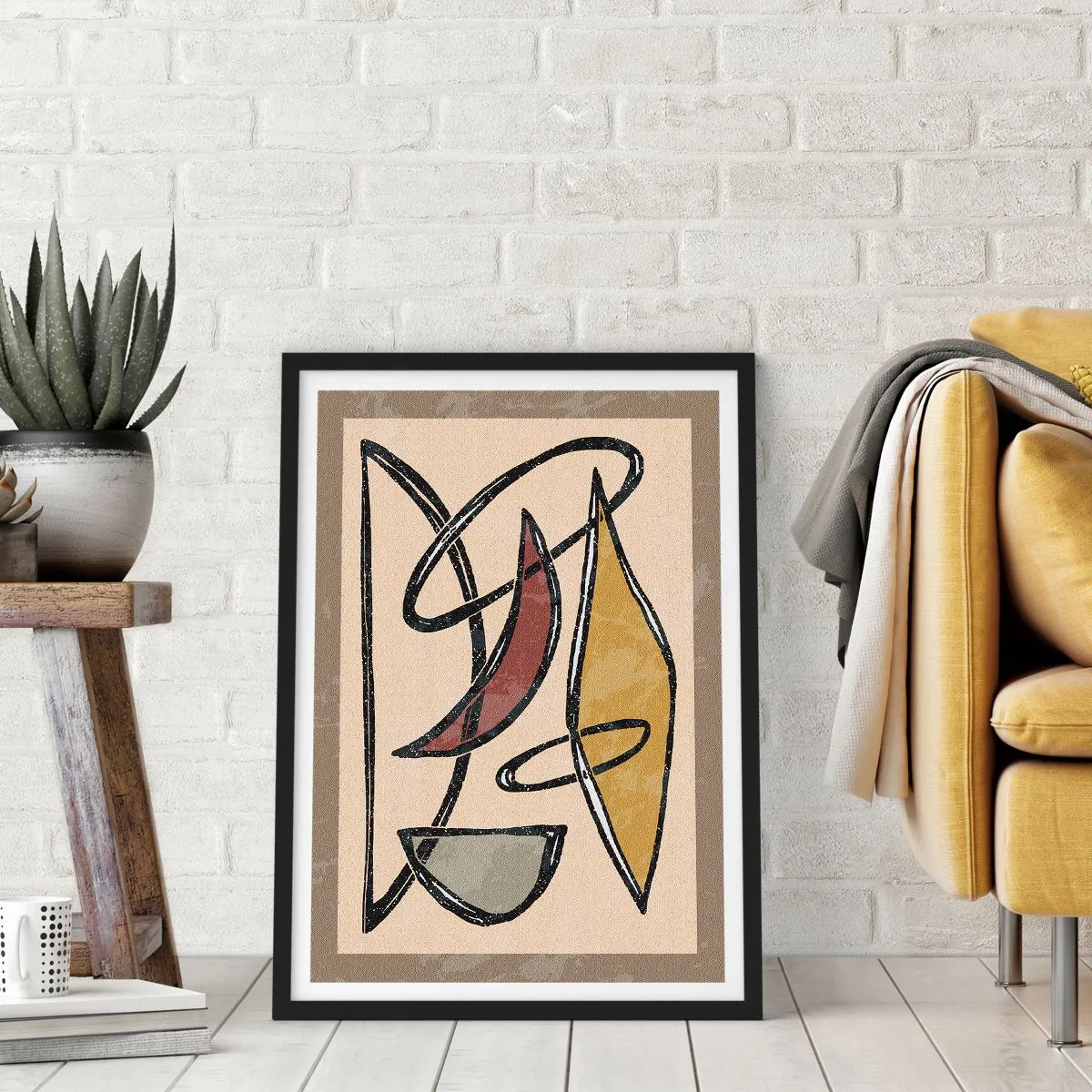 Poster in einem schwarzem Rahmen - Komposition – Bögen und Ovale - 40x50 cm