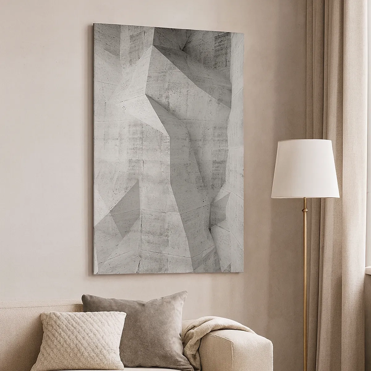 Bild auf Leinwand - Leinwandbild - Geometrische Betonformen in Grau - 50x70cm - Eine echte Herausforderung - Moderne Wanddekoration für Wohnzimmer und Schlafzimmer ARTTOR