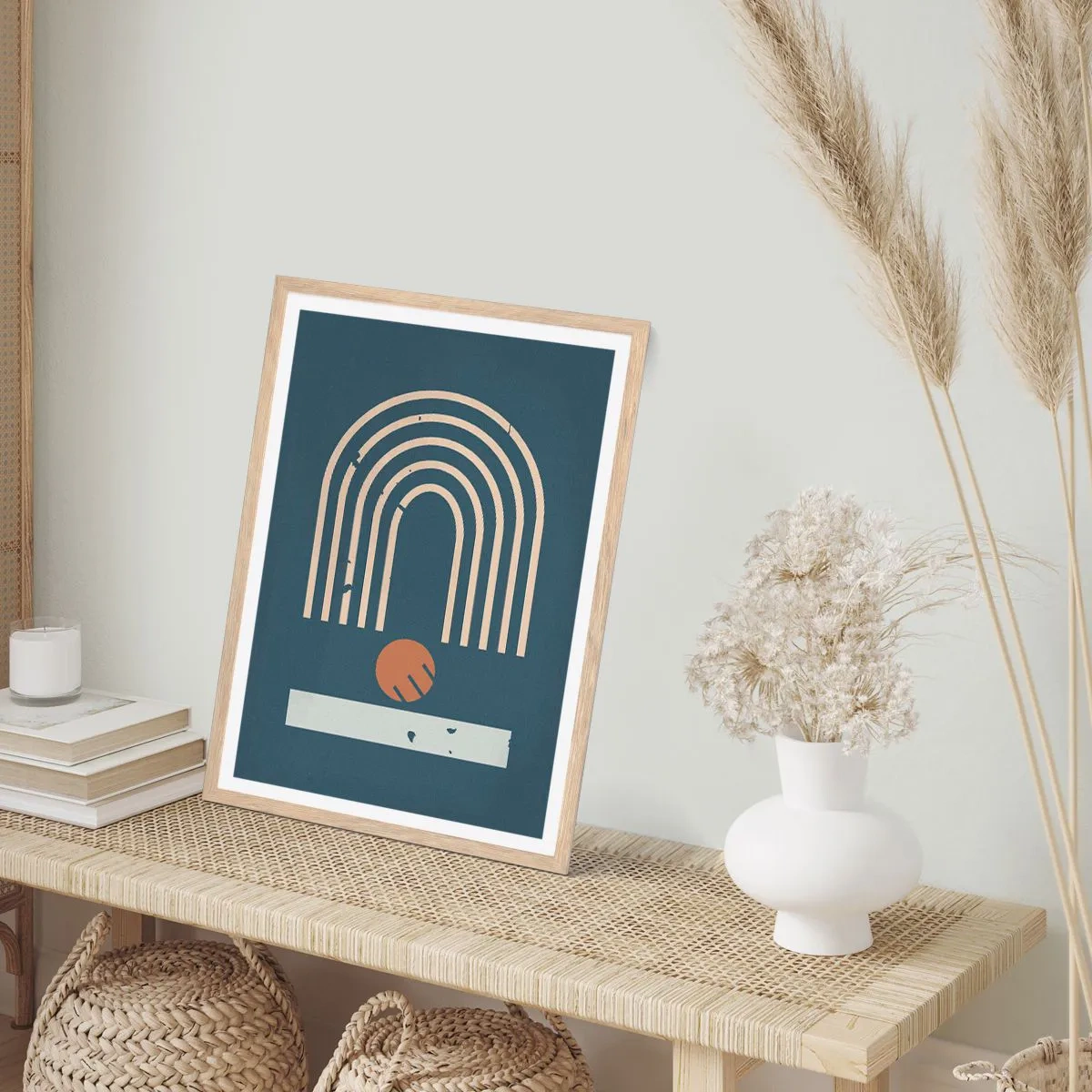 Poster in einem Rahmen aus heller Eiche - Geometrie auf dem Granatapfel - 70x100 cm