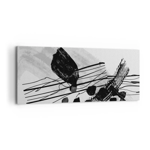 Bild auf Leinwand - Leinwandbild - Schwarz-weiße abstrakte Komposition mit organischen Formen - 120x50cm - Organische Schwarz-Weiß-Abstraktion - Moderne Wanddekoration für Wohnzimmer und Schlafzimmer ARTTOR