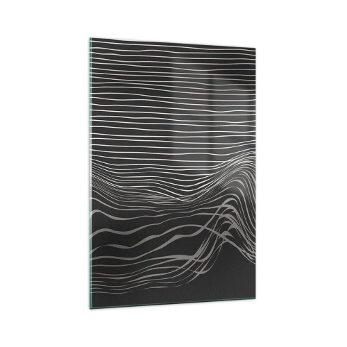 Glasbild - Bild auf glas - Weiße Linien auf dunkelgrauem Hintergrund in abstrakter Anordnung - 70x100cm - Rhythmus und Akzent - Moderne Wanddekoration für Wohnzimmer und Schlafzimmer ARTTOR