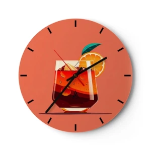 Wanduhr - Glasuhr - Ein Glas Sommergetränk mit einer Orangenscheibe und Eis - 30x30cm - Sommerliche Erfrischung - Moderne Wanddekoration für Wohnzimmer, Küche und Schlafzimmer ARTTOR