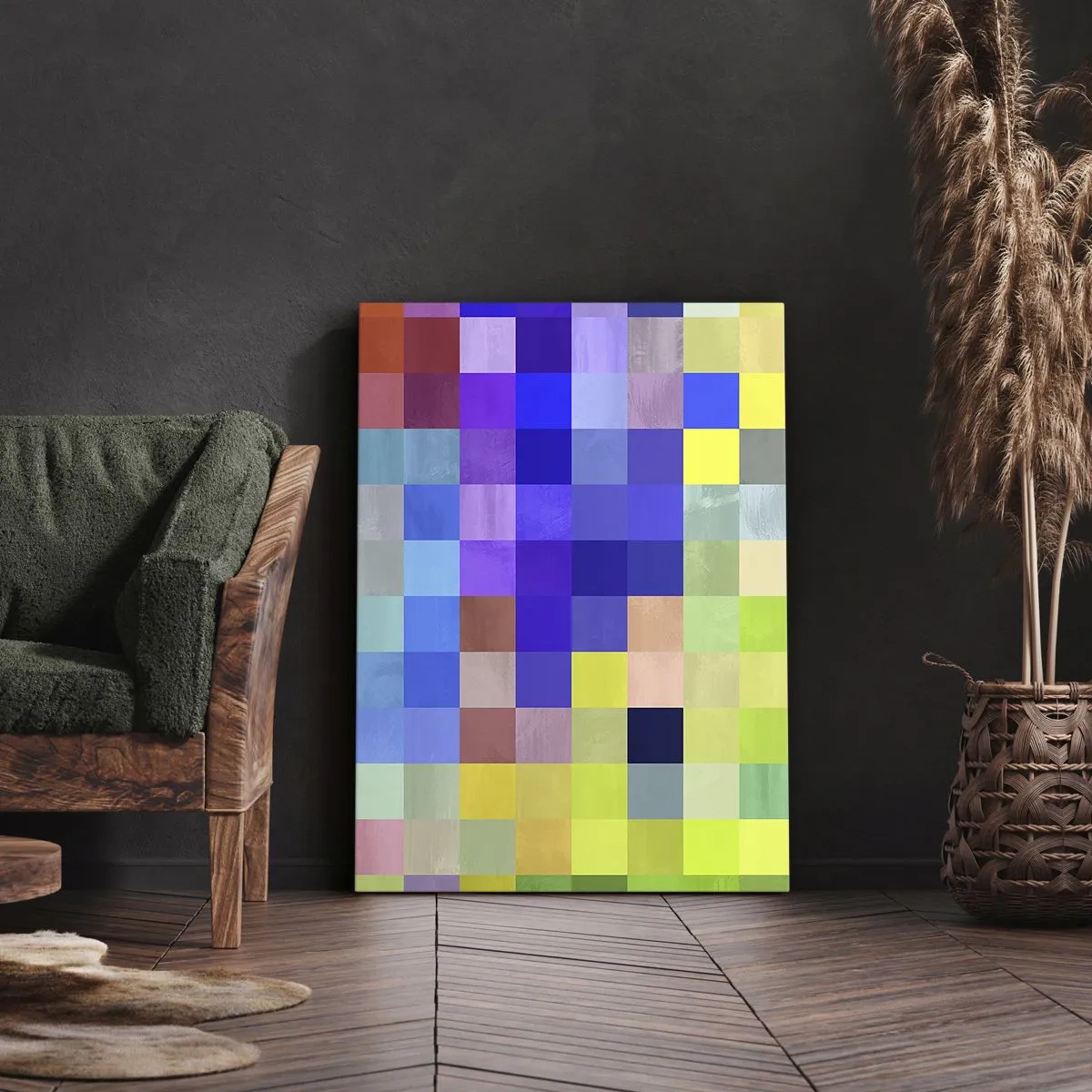 Bild auf Leinwand - Leinwandbild - Ein buntes Mosaik aus Quadraten in verschiedenen Farben - 80x120cm - Alle anderen, alle gleich - Moderne Wanddekoration für Wohnzimmer und Schlafzimmer ARTTOR