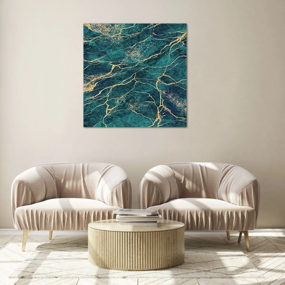 Glasbild - Bild auf glas - Goldmine - 40x40 cm