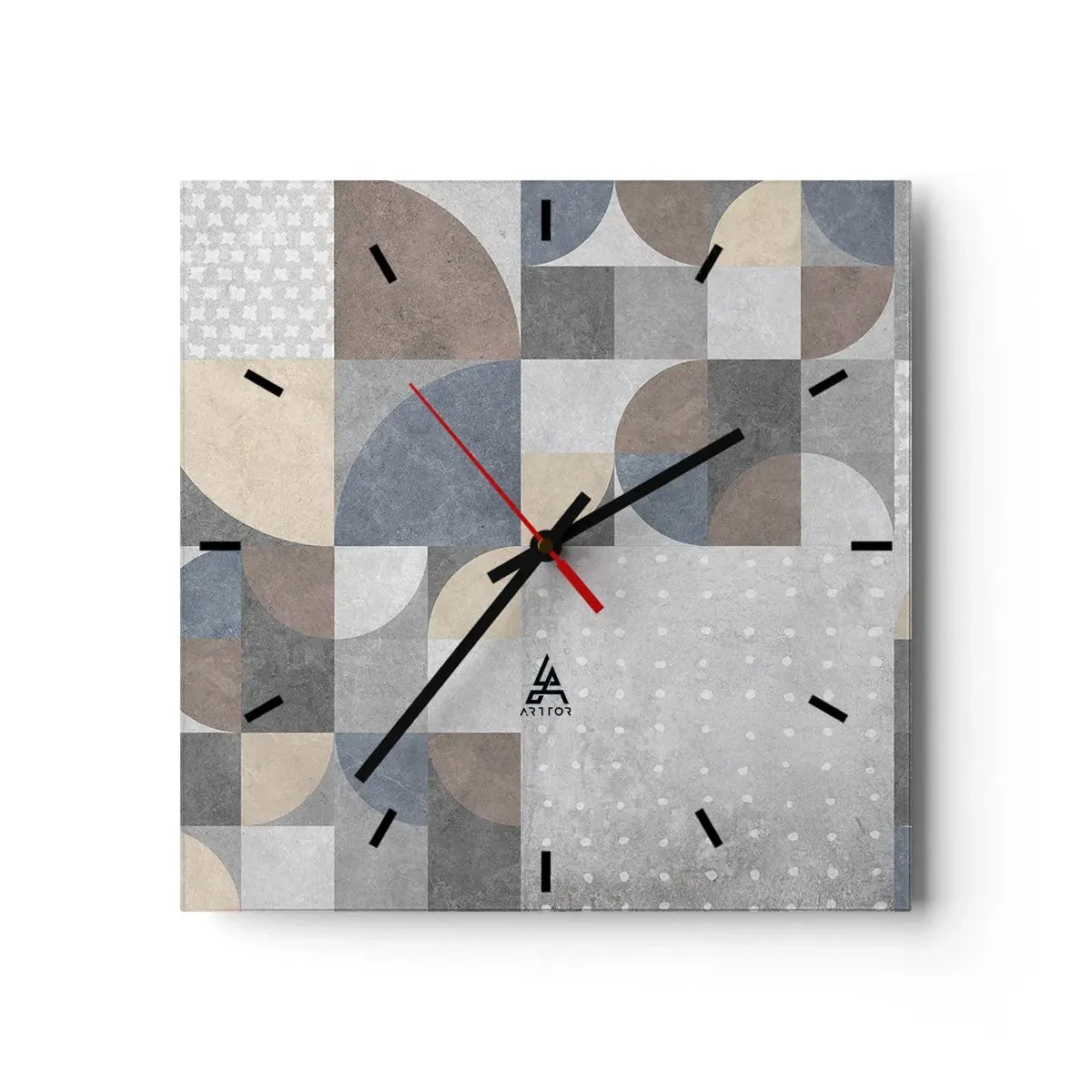 Wanduhr - Glasuhr - Geometrisches Muster in Pastelltönen - 30x30cm - Keramische Fantasie - Moderne Wanddekoration für Wohnzimmer und Schlafzimmer ARTTOR