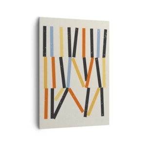 Bild auf Leinwand - Leinwandbild - Abstrakte Komposition mit farbigen und schwarzen Rechtecken in horizontaler Anordnung - 50x70cm - Komposition auf der Ebene - Moderne Wanddekoration für Wohnzimmer und Schlafzimmer ARTTOR