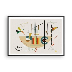 Poster in einem schwarzem Rahmen - Bunte Abstraktion mit geometrischen Formen - 100x70cm - Und die Welt lacht - Moderne Wanddekoration für Wohnzimmer und Schlafzimmer ARTTOR