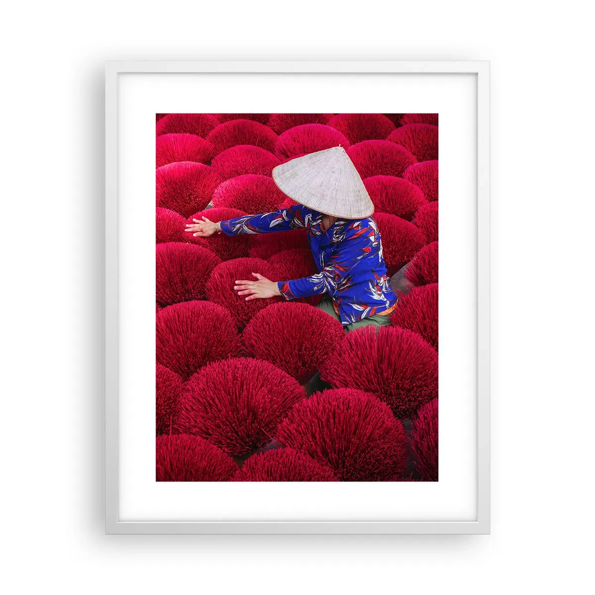 Poster in einem weißen Rahmen - Im Reisfeld - 40x50 cm