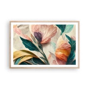 Poster in einem Rahmen aus heller Eiche - Blumen der südlichen Inseln - 91x61 cm