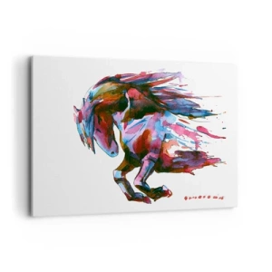 Bild auf Leinwand - Leinwandbild - Ein Pferd in dynamischen abstrakten Farben symbolisiert Freiheit - 120x80cm - In Verzückung - Moderne Wanddekoration für Wohnzimmer und Schlafzimmer ARTTOR