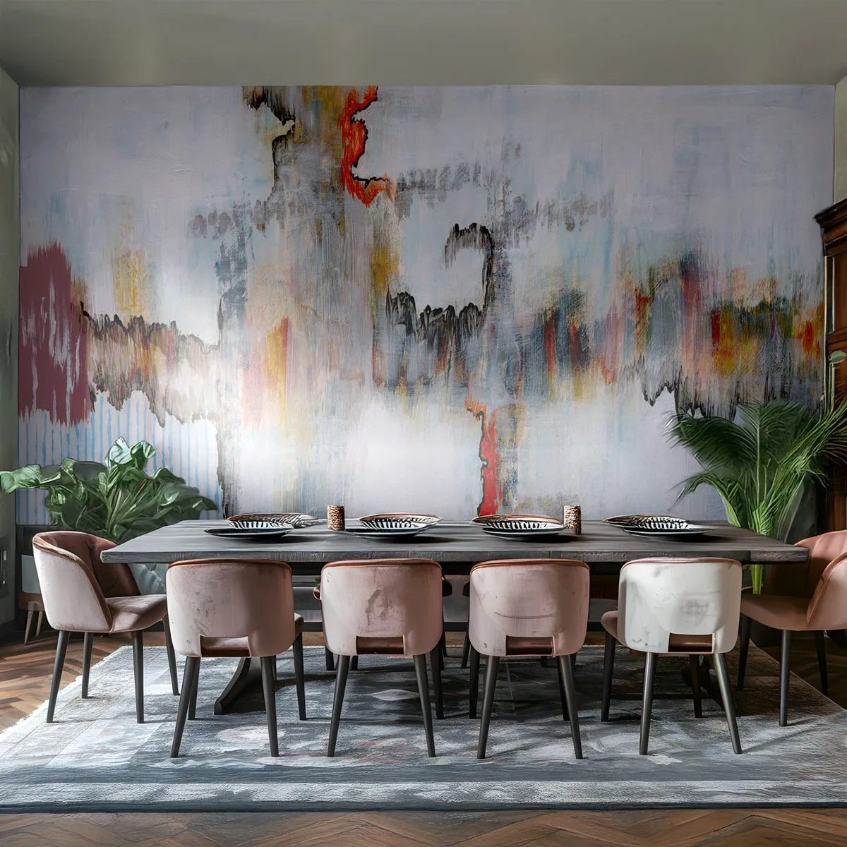 Fototapete Standard Eco - Moderne Abstraktion in zarten Farbtönen mit Akzenten - 100x70cm - Ein Stock auf dem Wasser - Moderne Wanddekoration für Wohnzimmer und Schlafzimmer ARTTOR