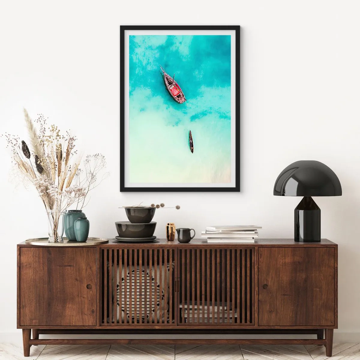Poster in einem schwarzem Rahmen - Denn an den Stränden von Sansibar, wenn der Wasserüberschuss ... - 61x91 cm