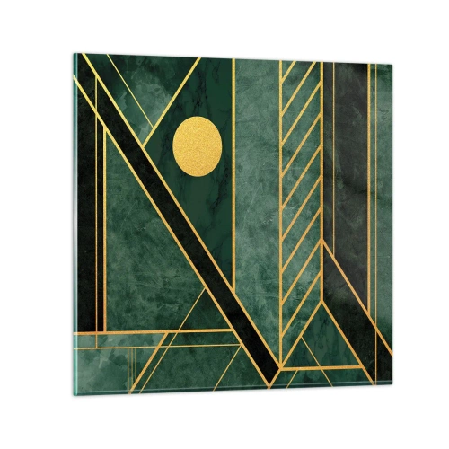 Glasbild - Bild auf glas - Dynamik von Gold und Azurblau - 70x70 cm