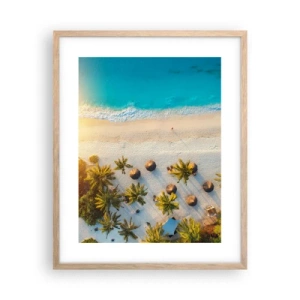 Poster in einem Rahmen aus heller Eiche - Willkommen im Paradies - 40x50 cm