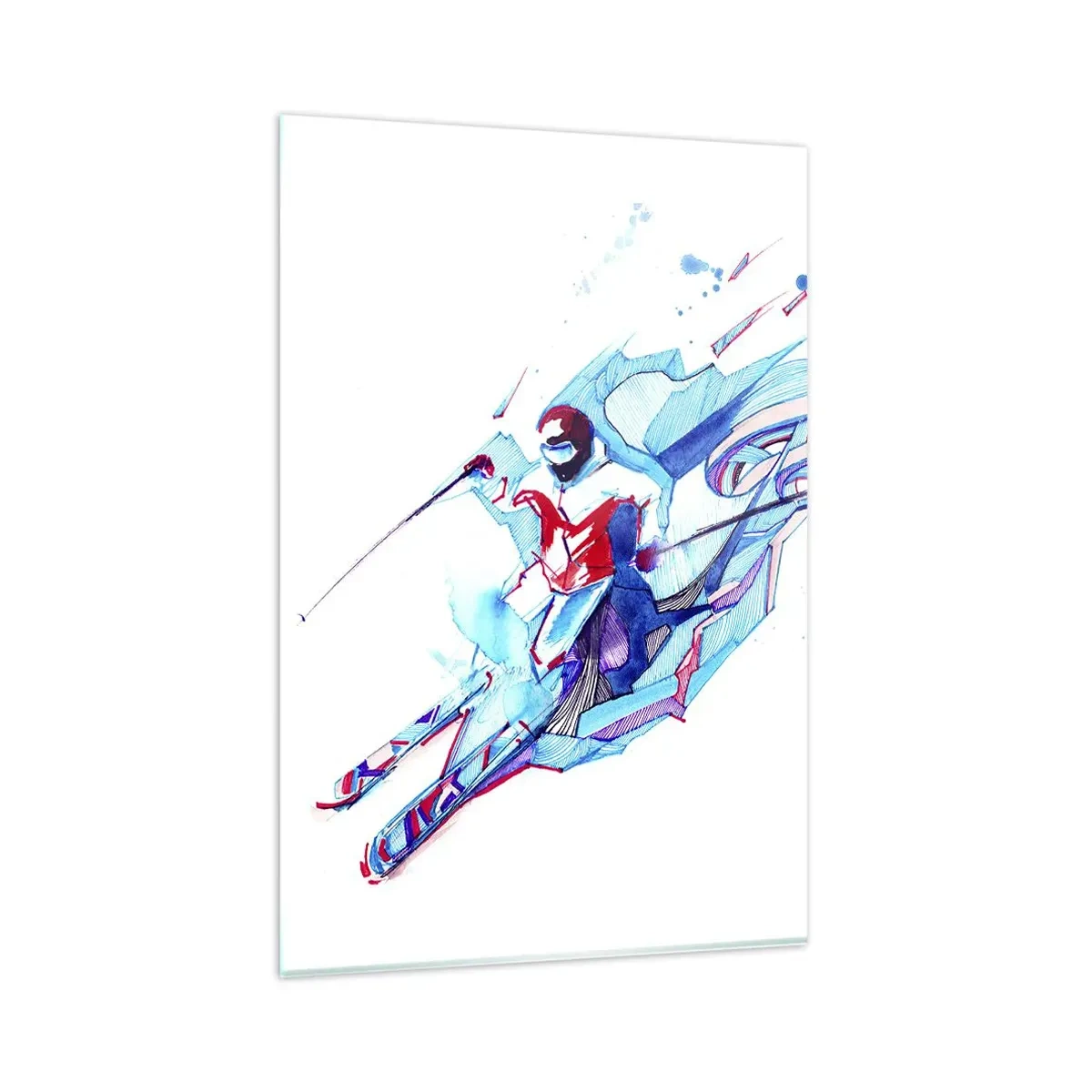 Glasbild - Bild auf glas - Abstrakter Reiter in dynamischen Farben - 80x120cm - Verrückter Ansturm vor Freude - Moderne Wanddekoration für Wohnzimmer und Schlafzimmer ARTTOR