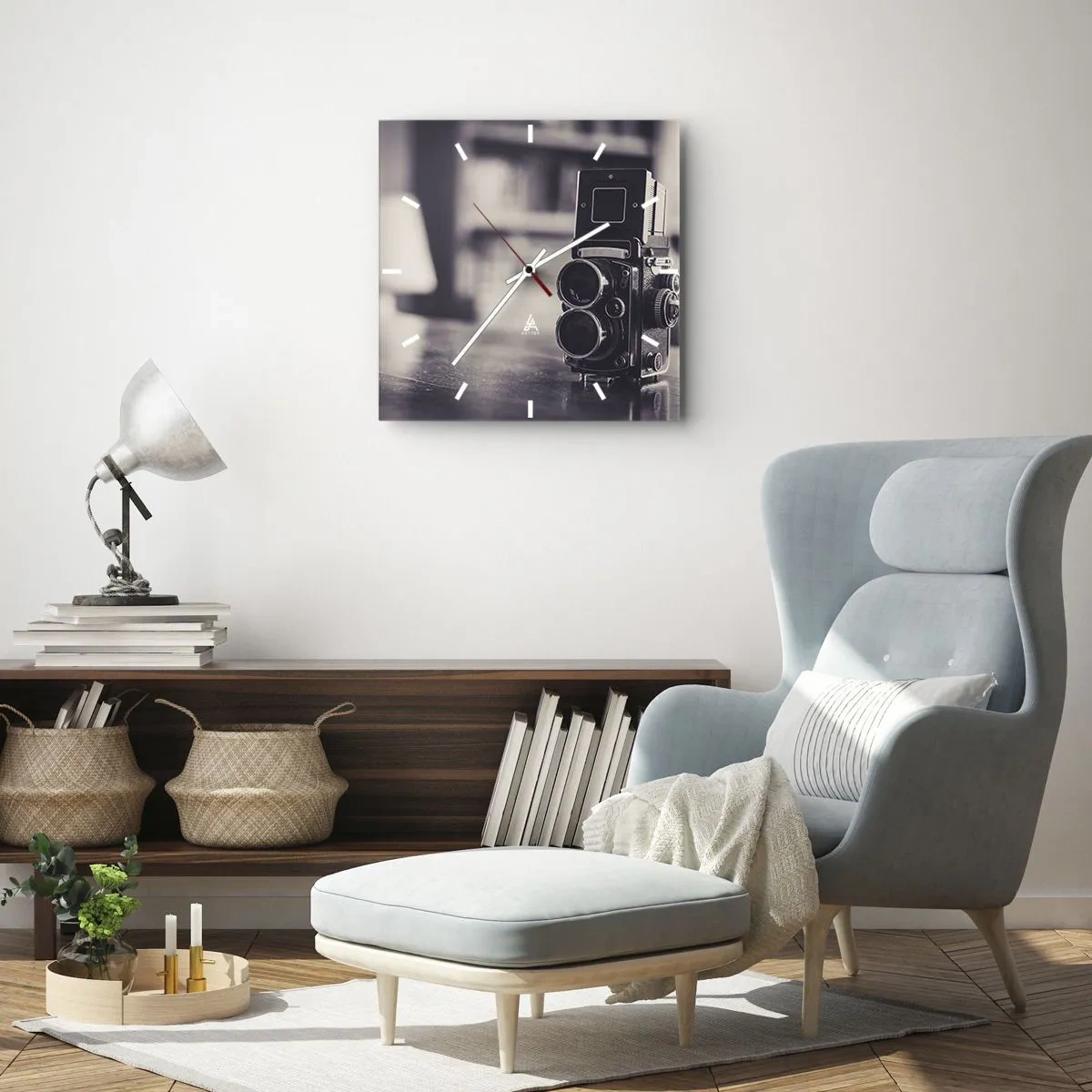 Wanduhr - Glasuhr - Zauber alter Fotografie - 30x30 cm