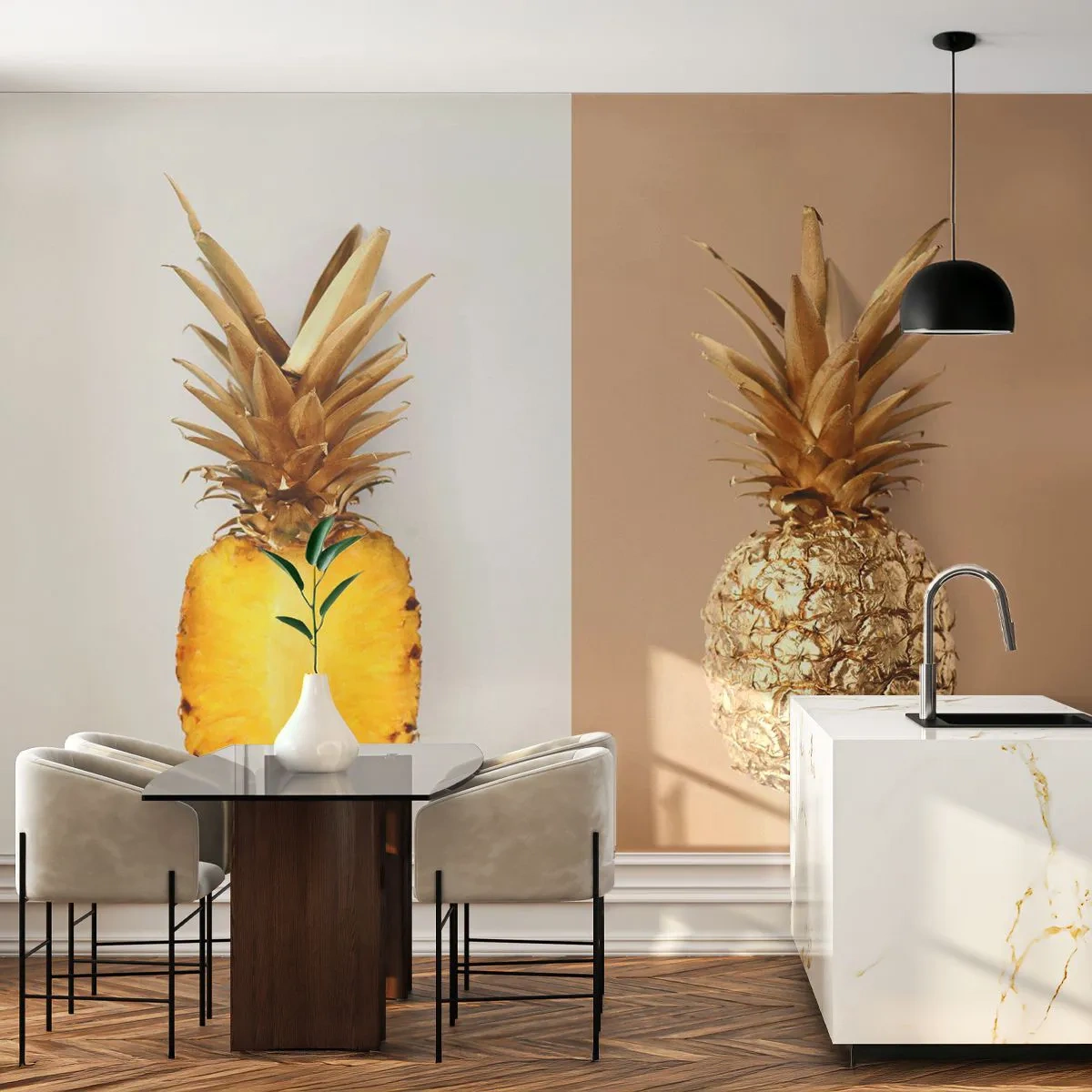 Fototapete Premium Sand - Ananas für uns - Ananas, Obst, Nachtisch - 100x70 cm