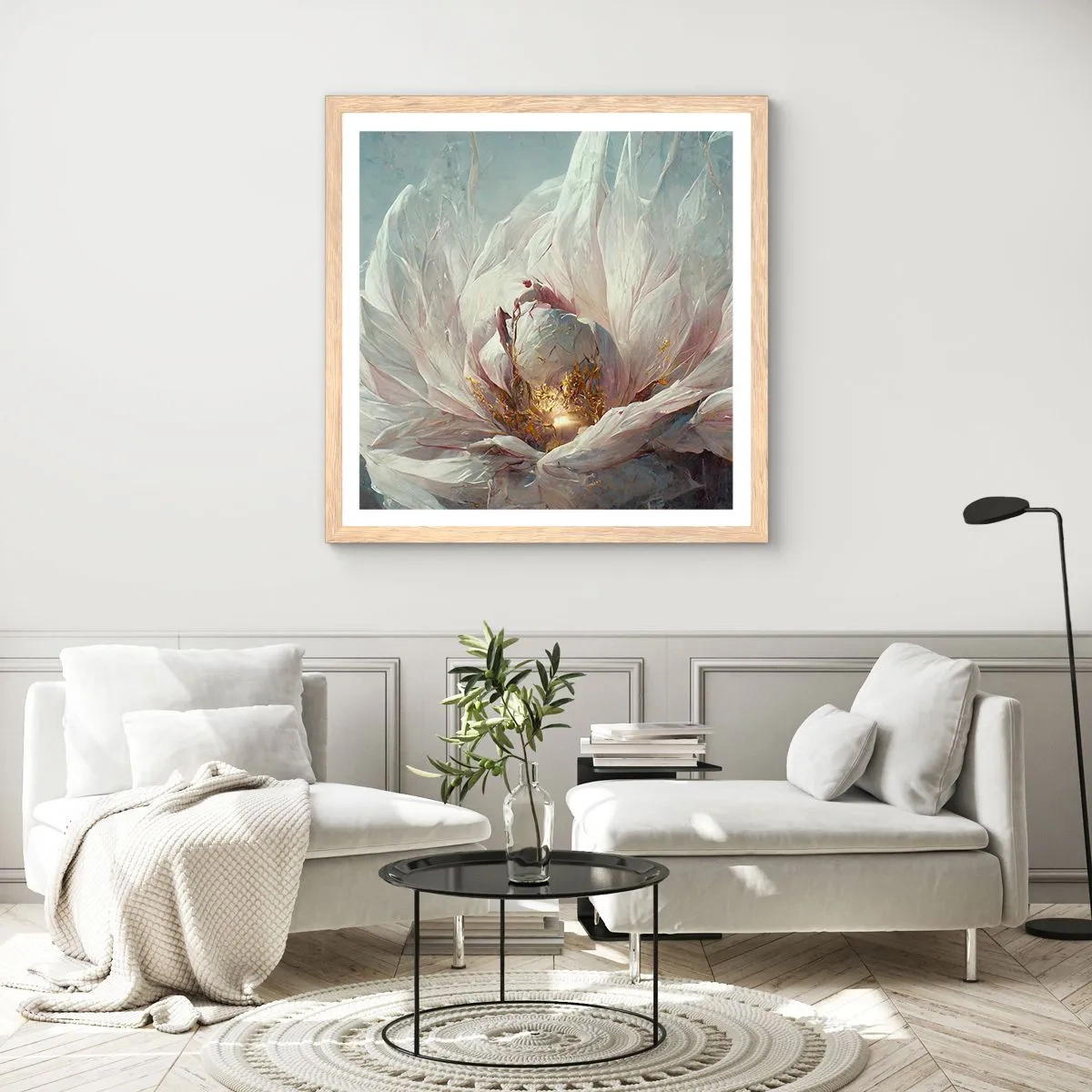 Poster in einem Rahmen aus heller Eiche - Sie blüht alle hundert Jahre einmal - 50x50 cm