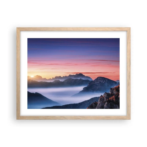 Poster in einem Rahmen aus heller Eiche - Über die Täler - 50x40 cm