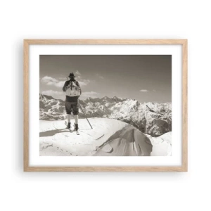 Poster in einem Rahmen aus heller Eiche - Und die Berge bleiben unverändert - 50x40 cm