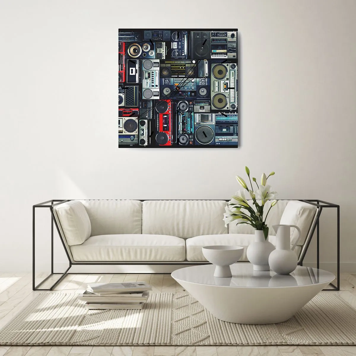 Wanduhr - Glasuhr - Sehnsucht nach den 1980er Jahren - 40x40 cm