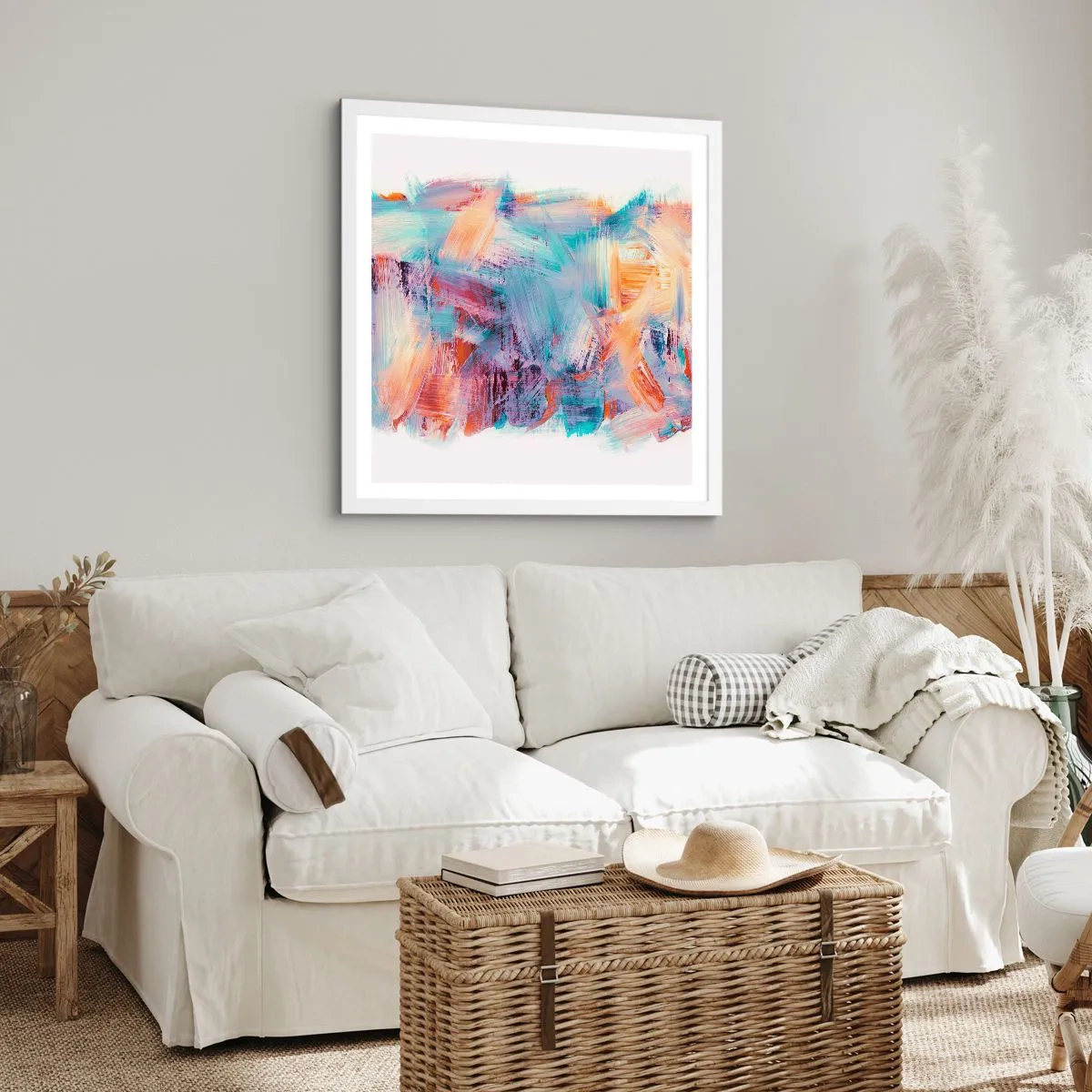 Poster in einem weißen Rahmen - Buntes Durcheinander - 30x30 cm