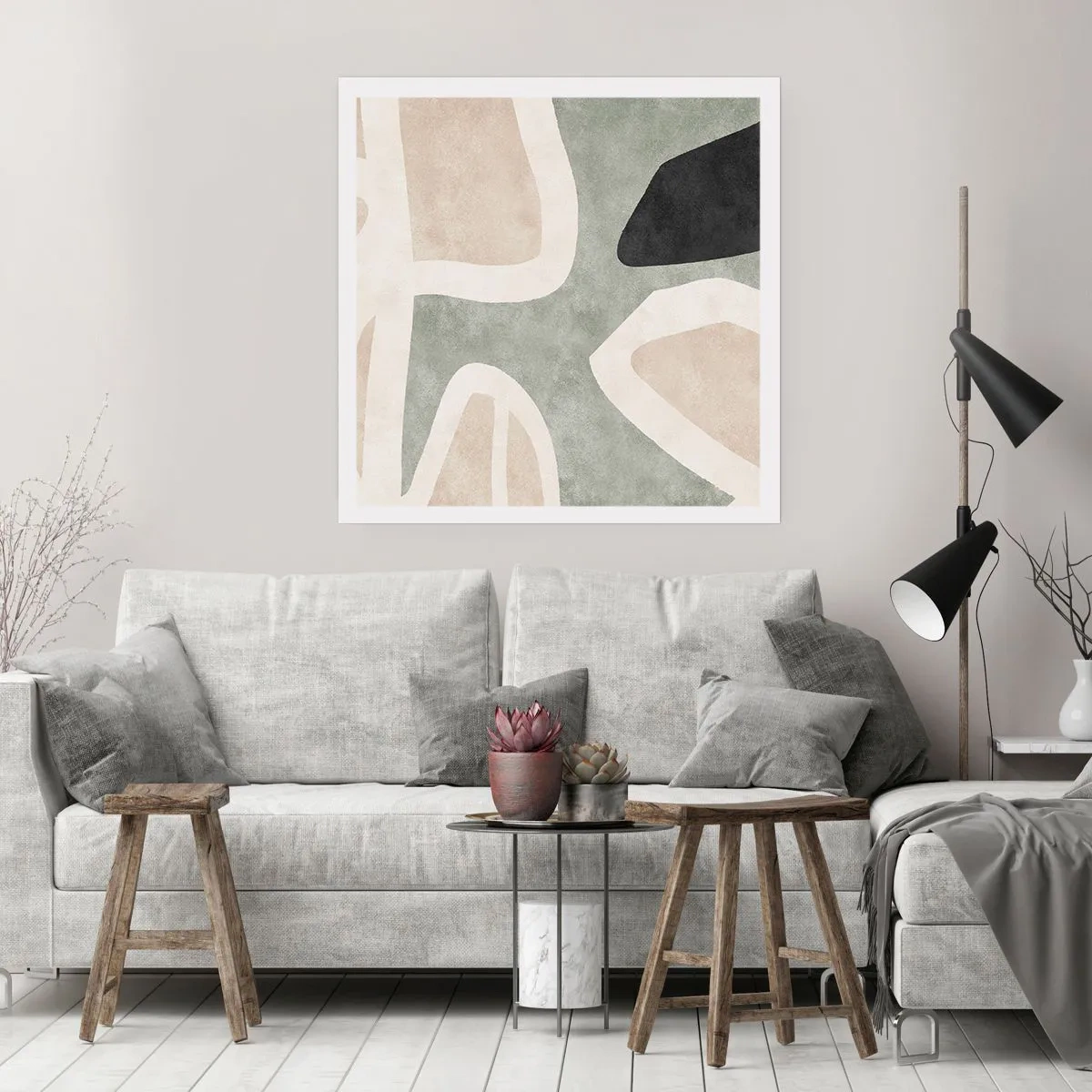 Poster - Komposition mit schwarzem Motiv - 50x50 cm