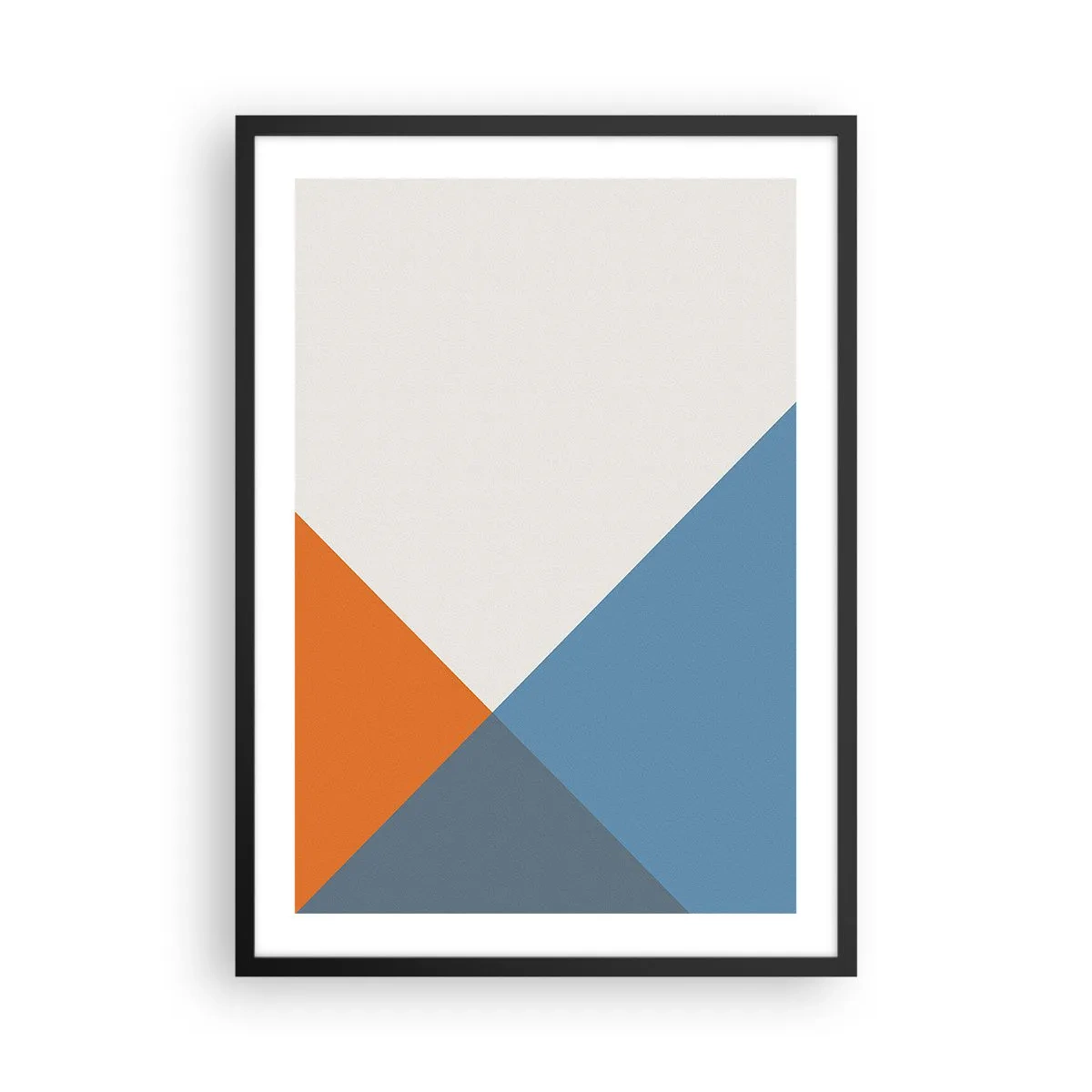 Poster in einem schwarzem Rahmen - Geometrische Komposition in Orange- und Blautönen - 50x70cm - In einem Winkel… - Moderne Wanddekoration für Wohnzimmer und Schlafzimmer ARTTOR