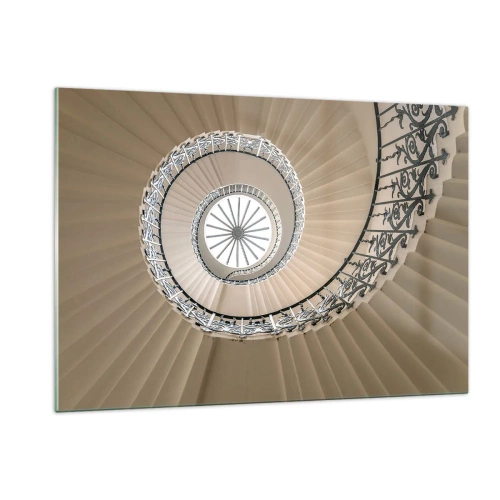 Glasbild - Bild auf glas - Ein Blick auf eine Wendeltreppe, die einer Muschel ähnelt - 120x80cm - Im Inneren der Muschel - Moderne Wanddekoration für Wohnzimmer und Schlafzimmer ARTTOR