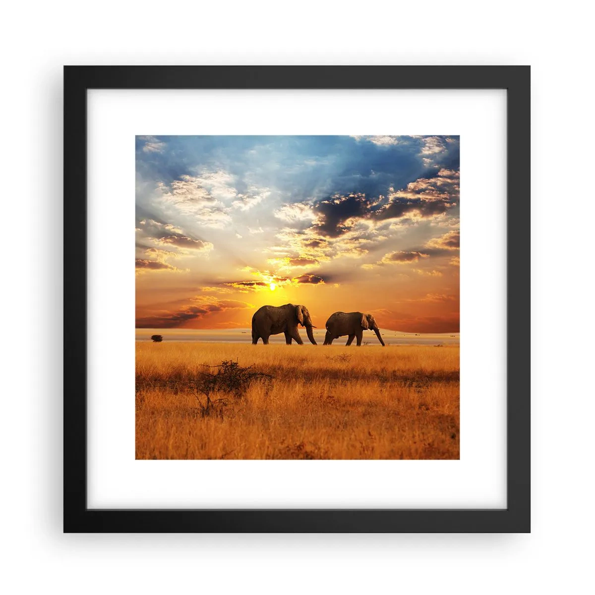 Poster in einem schwarzem Rahmen - Familienspaziergang - 30x30 cm