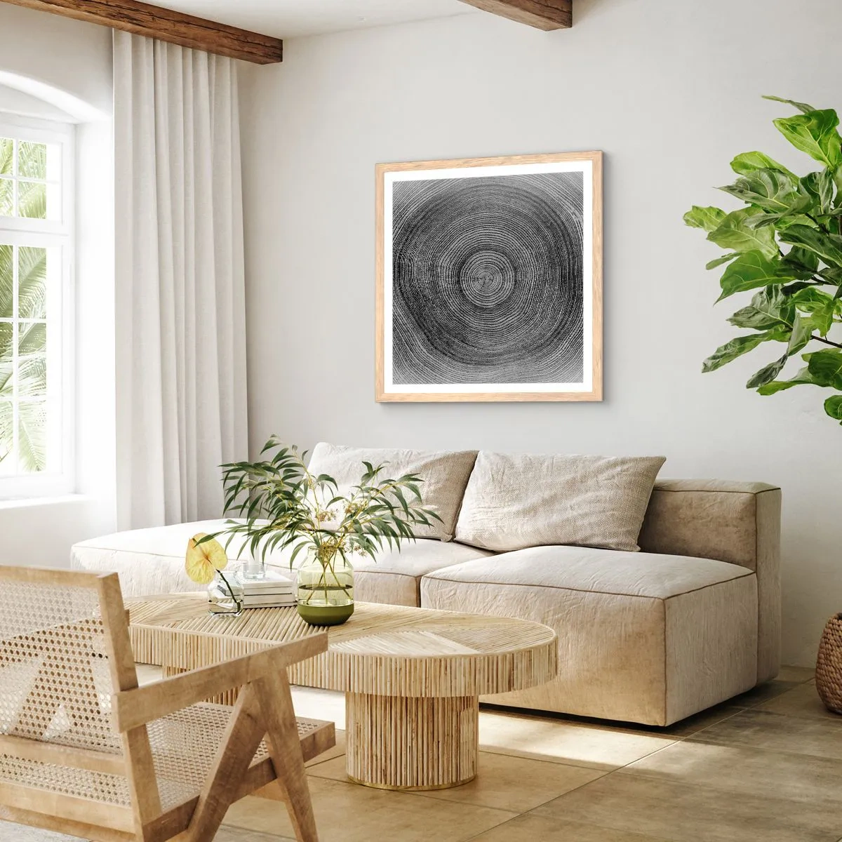 Poster in einem Rahmen aus heller Eiche - Zeichen der Zeit - 30x30 cm