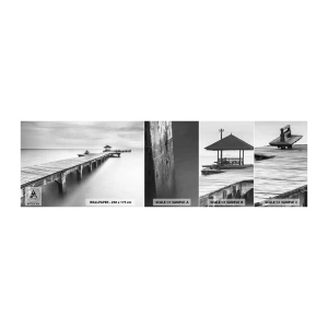 Fototapetenmuster Standard Eco - In die Ferne - Landschaft, Meer, Holzbrücke - 100x30 cm