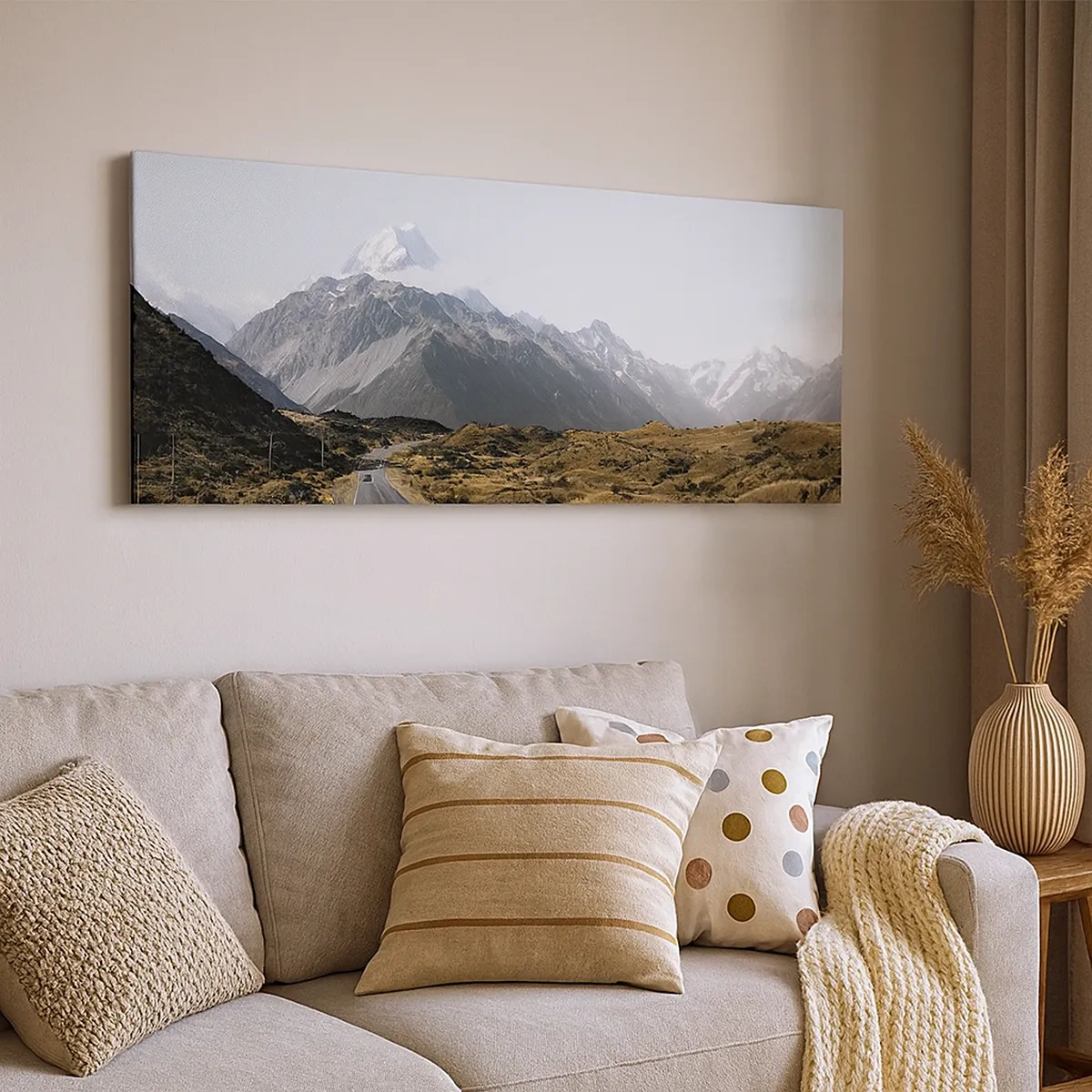 Bild auf Leinwand - Leinwandbild - Der Weg ins Herz der Berge - 30x30 cm