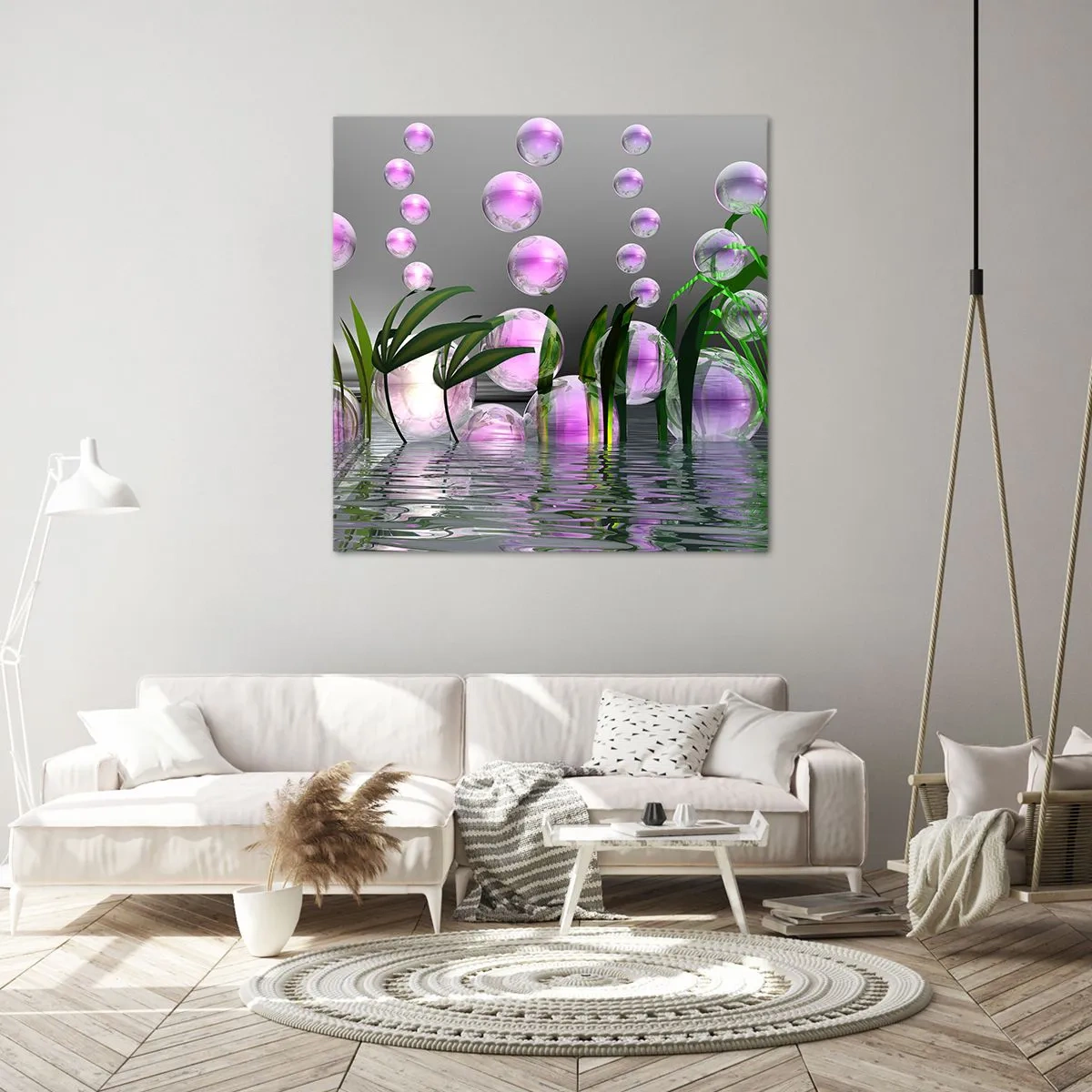 Bild auf Leinwand - Leinwandbild - Eine reflektierende Komposition aus Leichtigkeit und Leben - 60x60 cm