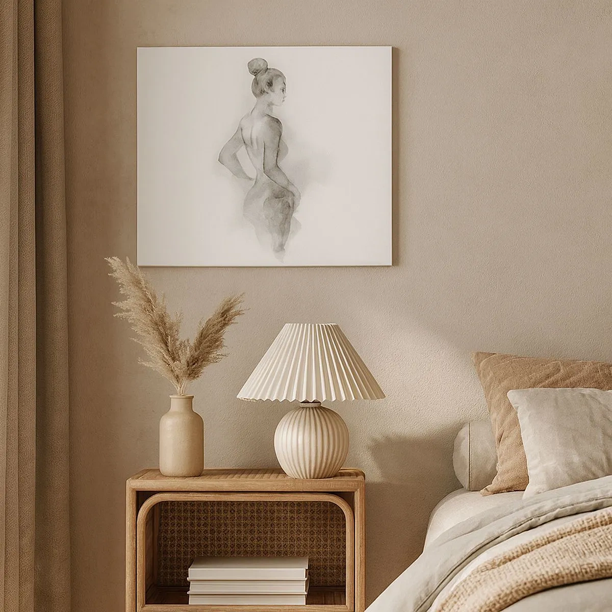 Bild auf Leinwand - Leinwandbild - Aquarellskizze einer weiblichen Silhouette - 70x50cm - Schön wie ein Gemälde - Moderne Wanddekoration für Wohnzimmer und Schlafzimmer ARTTOR