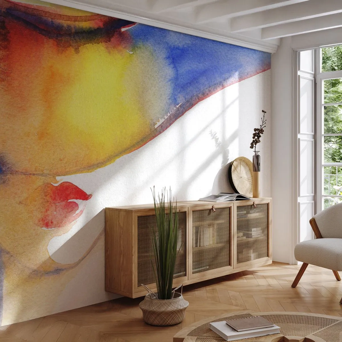 Fototapete Premium Canvas - Bildnis einer Dame - Abstraktion, Frau, Hut - 350x256 cm