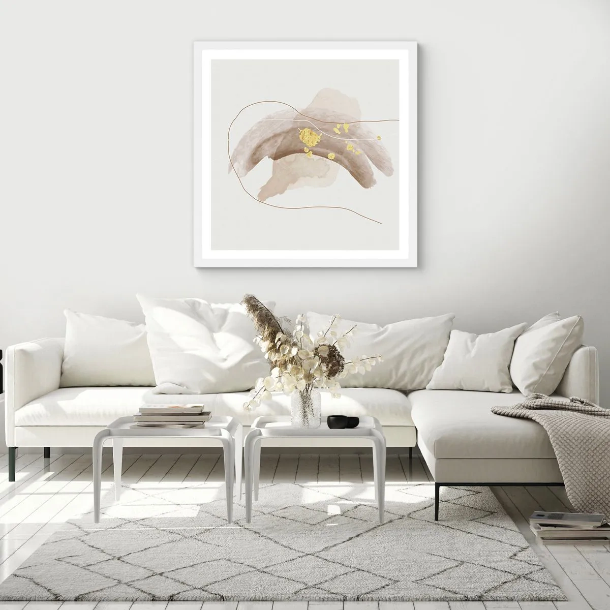 Poster in einem weißen Rahmen - Im Weltraum begegnet - 50x50 cm
