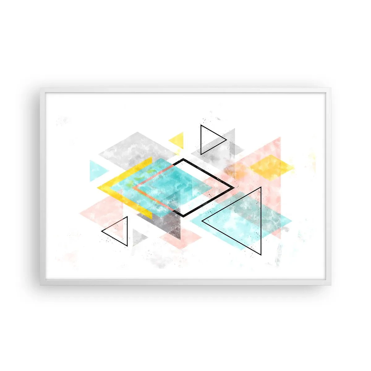 Poster in einem weißen Rahmen - Geometrisches Spiel - 91x61 cm