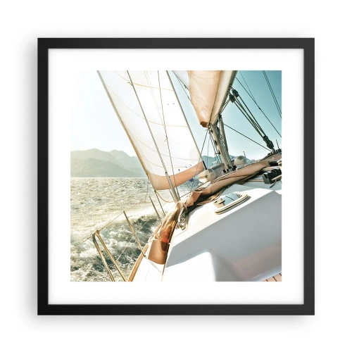 Poster in einem schwarzem Rahmen - Unter vollen Segeln - 40x40 cm