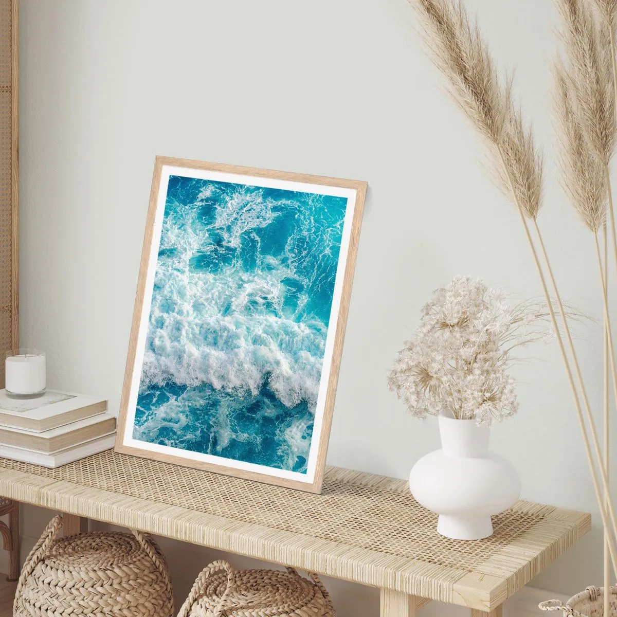 Poster in einem Rahmen aus heller Eiche - Freudig und springend - 61x91 cm