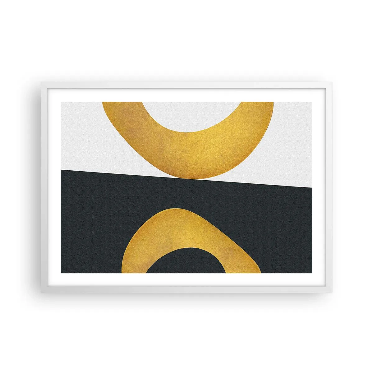 Poster in einem weißen Rahmen - Erstens: Gold - 70x50 cm