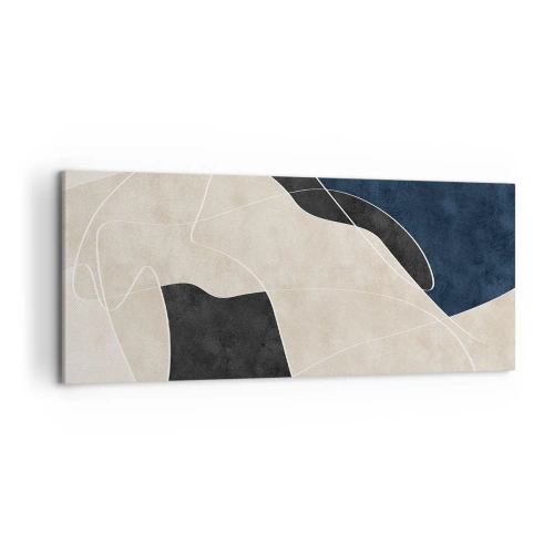 Bild auf Leinwand - Leinwandbild - Geometrische Abstraktion in Beige- und Marineblautönen - 120x50cm - Abstrakte Komposition – Farbkontrast - Moderne Wanddekoration für Wohnzimmer und Schlafzimmer ARTTOR