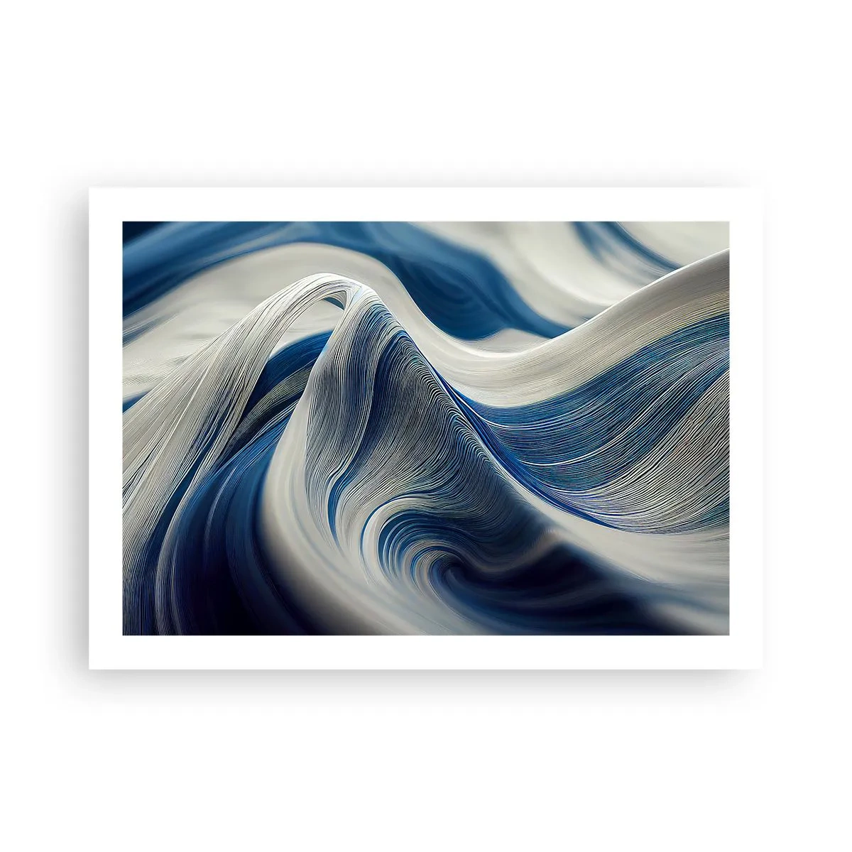 Poster - Fließfähigkeit von Blau und Weiß - 70x50 cm