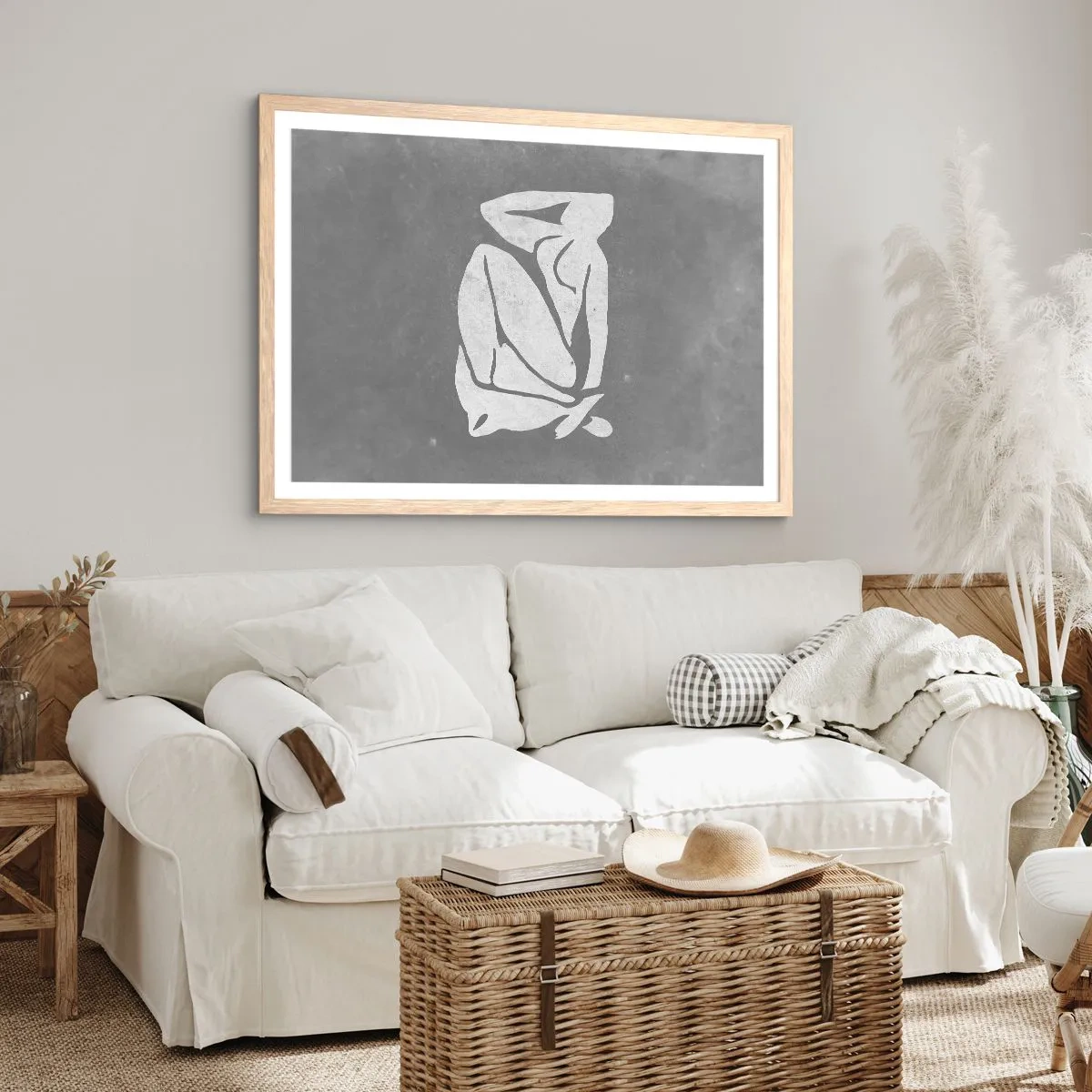 Poster in einem Rahmen aus heller Eiche - In Gedanken versunken - 100x70 cm