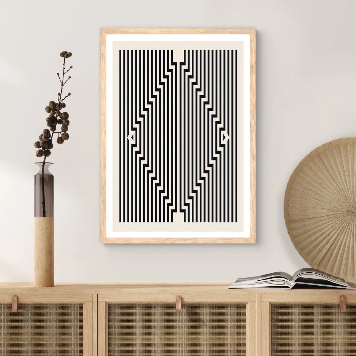Poster in einem Rahmen aus heller Eiche - Geometrische Illusion - 40x50 cm