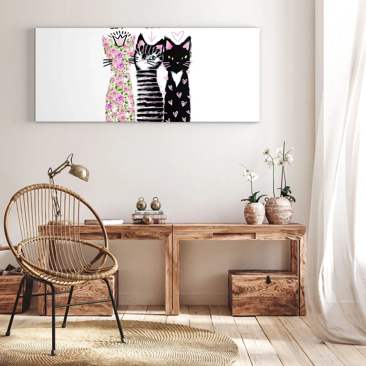 Bild auf Leinwand - Leinwandbild - Es waren drei Katzen - 100x40 cm
