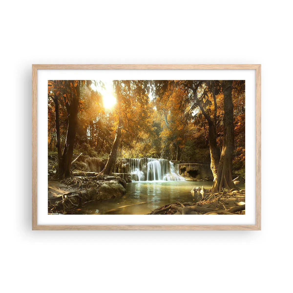 Poster in einem Rahmen aus heller Eiche - Parkkaskade - 70x50 cm