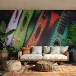 Fototapete Premium Canvas - Die Gitarre hat viele Farben - Musik, Gitarre, Ein Musikinstrument - 250x175 cm