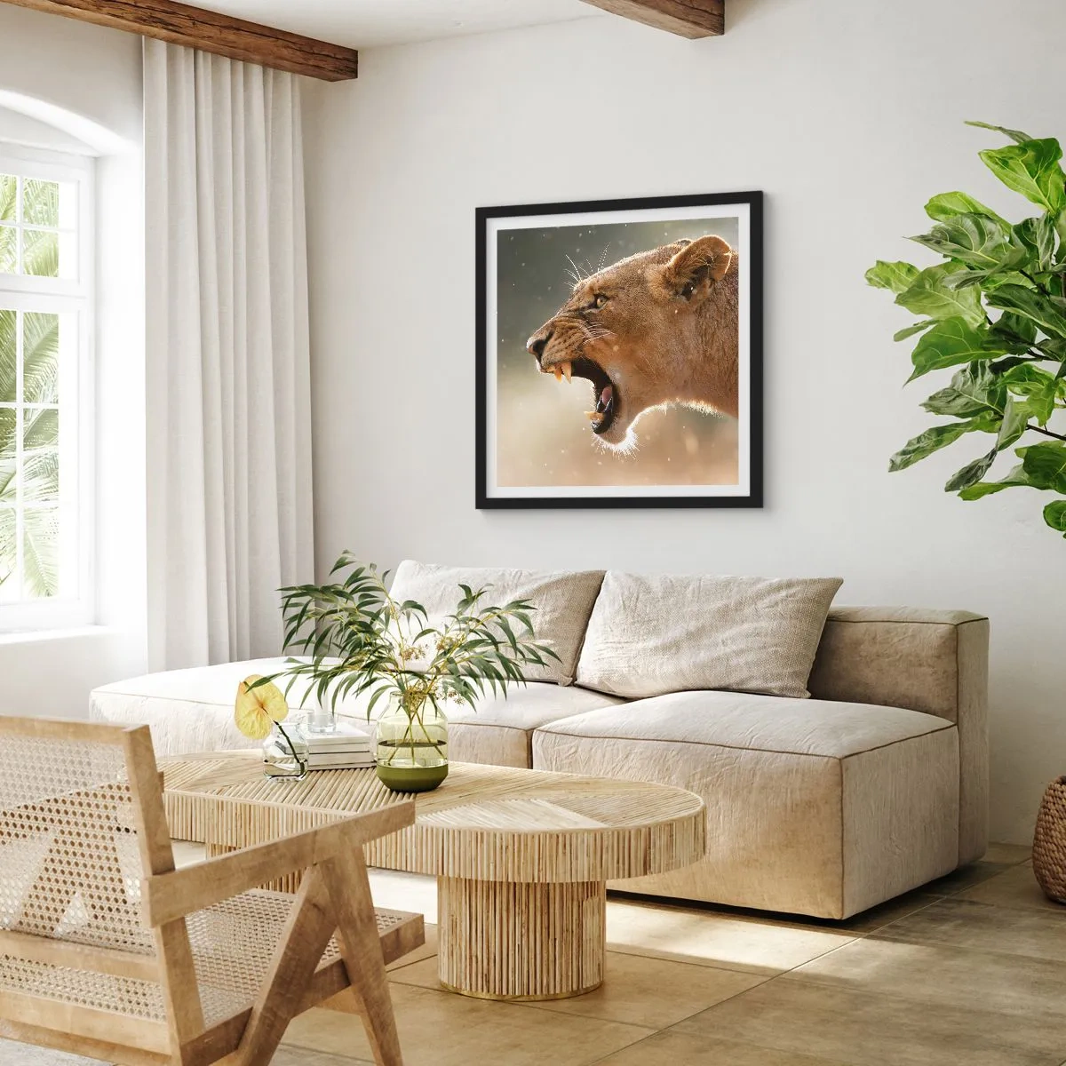 Poster in einem schwarzem Rahmen - Versuch, nicht zuzuhören - 40x40 cm